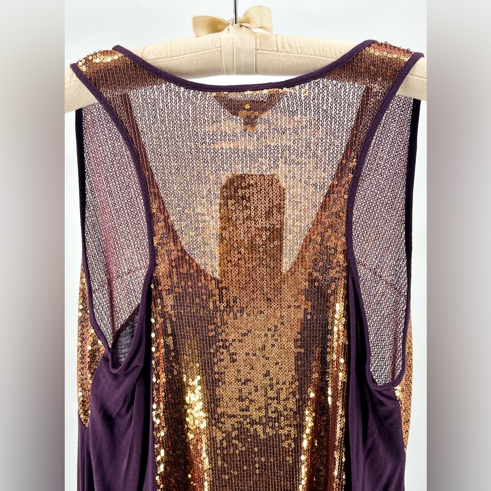 NWT Tramp Purple Racerback Tank with Copper Sequin Detail